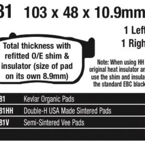 EBC ANTERIORI PASTIGLIE FRENO