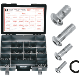 ASSORTIMENTO VITI A BRUGOLA CON TESTA BOMBATA CROMATE