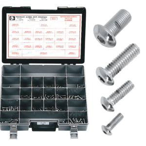 ASSORTIMENTO VITI A BRUGOLA CON TESTA BOMBATA CROMATE
