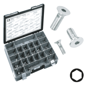 ASSORTIMENTO VITI A BRUGOLA CON TESTA SVASATA PIANA CROMATE