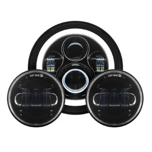 7" LED Black HALOMAKER® Headlight (Daymaker Replacement) with Auxiliary Passing Lamps for Harley® Touring & Softail