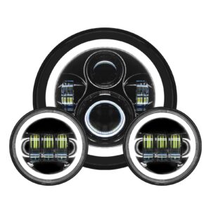 7" LED Black HALOMAKER® Headlight w/ Auxiliary Passing Lamps for Indian® Motorcycles