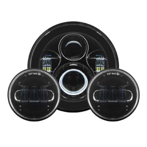 7" LED Blackout Headlight (Daymaker Replacement) with Auxiliary Passing Lamps for Harley® Touring & Softail