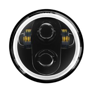 5 3/4" LED Black HALOMAKER® Headlight for Harley® Sportster, Dyna, Softail & Indian Motorcycles