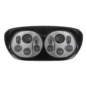 Dual LED Chrome Headlight for Harley® Road Glide '98-'13