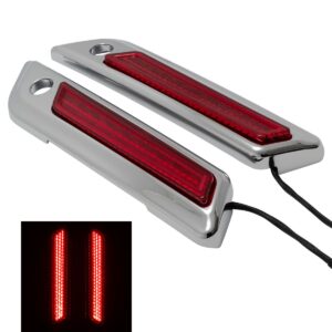 Chrome Saddlebag LED Latch Coverz™ for Harley® Touring '14-'25 | Red Lens