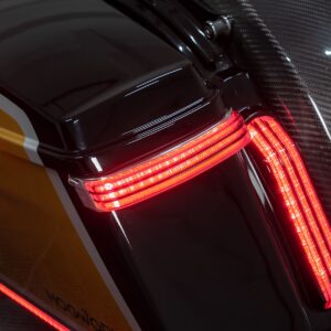 HOGWORKZ® Trilogy™ LED Saddlebag Lights for Harley® Touring '14-'25 | Chrome (Red Lens)