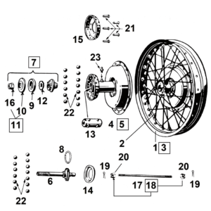 RUOTA ANTERIORE E RICAMBI MOZZO PER MODELLI 45CI SOLO
