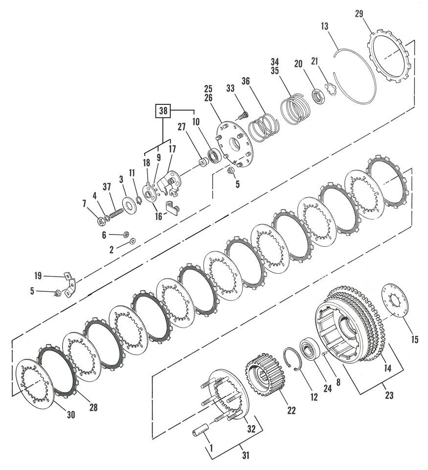 PARTI FRIZIONE PER SPORTSTER IRONHEAD 1971-INIZIO 1984