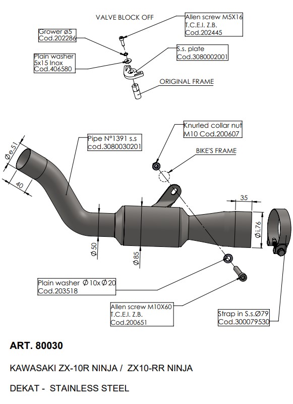 Scarico - De-Catalizzatore (B) KAWASAKI ZX-10R (2021->) cc 1000 2021-2024