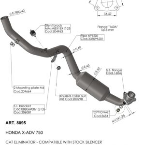 Scarico - De-Catalizzatore (B) HONDA X-ADV 750 (->2024) cc 750 2017-2024