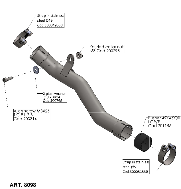 Scarico - De-Catalizzatore (B) BENELLI Leoncino 500 cc 500 2017-2024